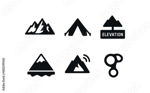 solid icon isolated rid sketch base camp tent eltion gau sill shelf avalanche sensor belay device