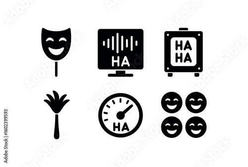 solid icon isolated laughter emoji mask prop laughter sound wave display laughter echo chamber bo laughter trigr tickler bsh laughter volume meter dial laughter ence laugh track