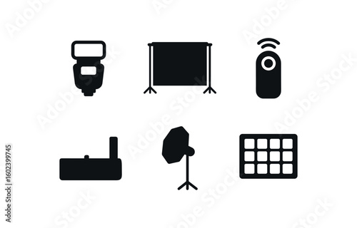 solid icon isolated photographer eternal unit photographer backdrop stand photographer remote shutter photographer battery grip photographer studio softbo photographer color checker
