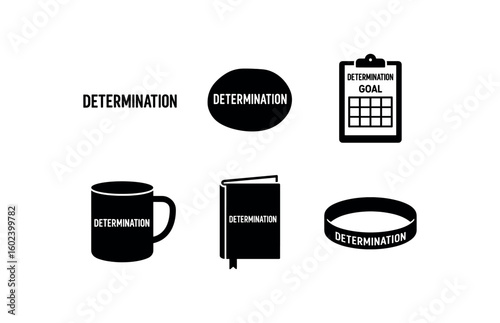 solid icon isolated determination poster print determination mantra determination goal tracker determination motivational mug determination journal determination wristband