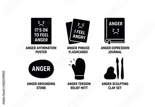 solid icon isolated anr affirmation poster anr phrase cards anr epression journal anr grounding anr tension relief mitt anr sculpting clay