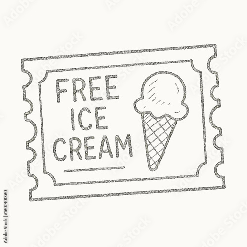 Free ice cream coupon sketch with cone illustration