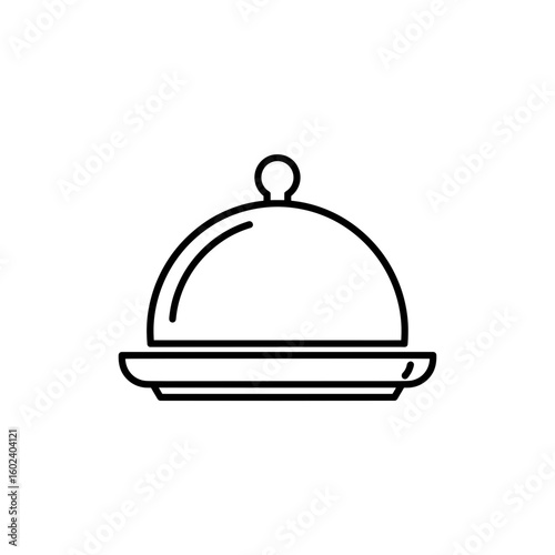 Food cloche icon in minimal black line style