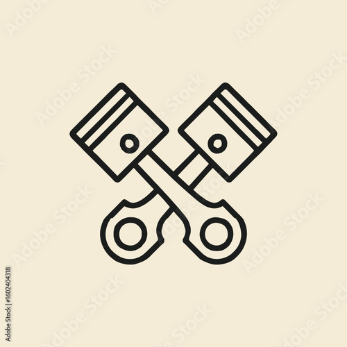 Engine piston icons in minimalist line art style on beige background  