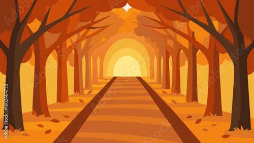 Autumn Tree Tunnel Pathway Foliage