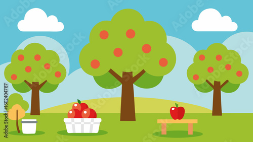 Blooming Apple Trees Picnic Setup