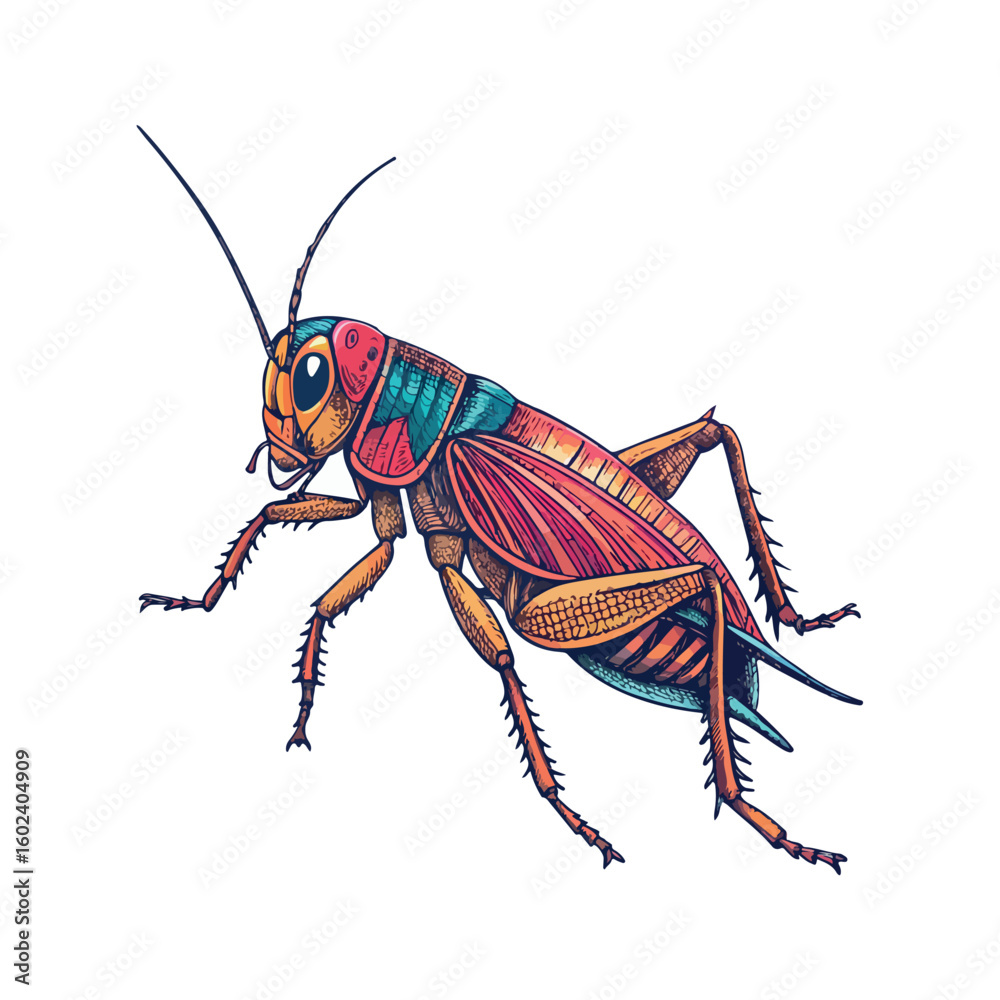 Fototapeta premium Had cricket lice color vector on white background.02