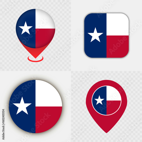 Free Download Set of Texas State Flag Icons and Map Pins. - GFXLoad