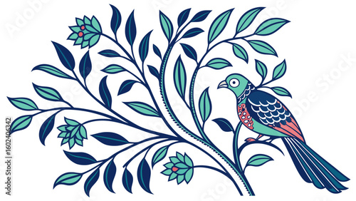 floral background with birds