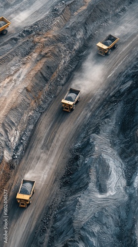 Wallpaper Mural Aerial view of large mining trucks transporting Torontodigital.ca