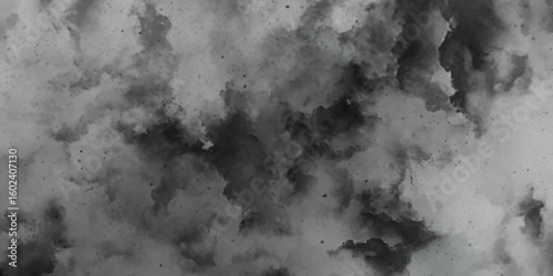 Abstract white and gray isolated cloud cumulus clouds. Gray aquarelle painted realistic fog or mist smoky textured canvas design. White and ash messy wall stucco texture background.	
