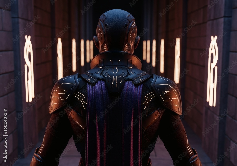 Naklejka premium Entering the Corridor of Techno-Runes