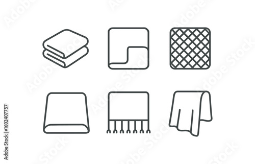 straight perfect stroke icon mono icons style isolated blanket fold blanket pocket blanket teture blanket spread blanket tassel blanket drape
