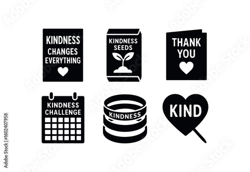 solid icon isolated kindness quote poster kindness seed packet kit kindness gratitude card kindness challen calendar kindness bracelet kindness lapel pin