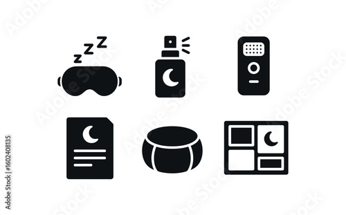 solid icon isolated dream lucidity mask dream pillow spray dream recording device dream print dream meditation cushion dream board kit