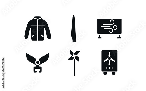 solid icon isolated windbreaker jacket wind turbine blade sample wind shield panel wind deflector clip windmill garden ornament wind power inverter