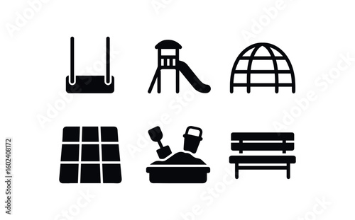 solid icon isolated playground swing playground slide panel playground clim fe playground safety surface playground sandbo kit playground bench