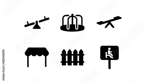 solid icon isolated playground see saw pivot playground merry go round playground beam playground shade canopy playground fence panel playground signa