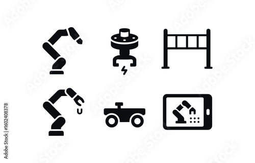 solid icon isolated collaborative robot payload collaborative robot force sensor collaborative robot safety rail collaborative robot magnetic gripper collaborative robot mobile platform