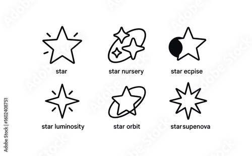 stroke icon mono icons style isolated pulsation nursery eclipse luminosity orbit supernova