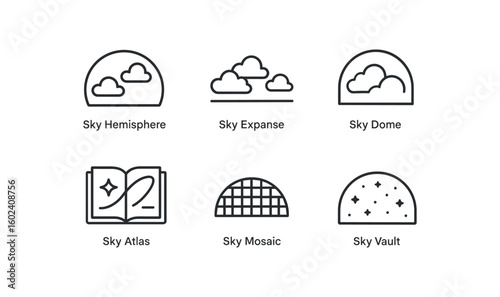 stroke icon mono icons style isolated sky hemisphere sky epanse sky sky atlas sky mosaic sky vault