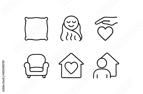 stroke icon mono icons style isolated comfort cushion comfort wth comfort solace comfort ease comfort haven comfort refu