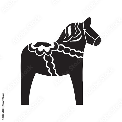 Dala horse silhouette vector flat illustration design