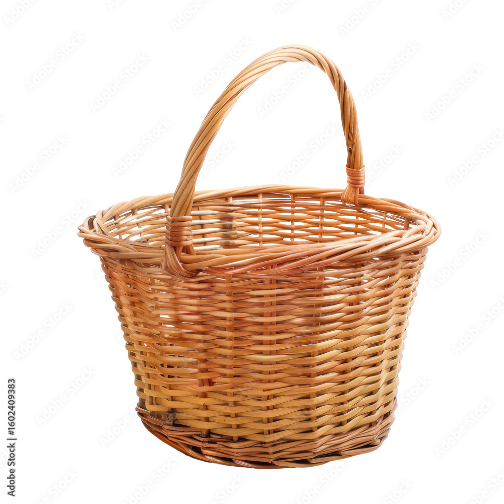 Obraz premium Empty wicker basket with handle (1)