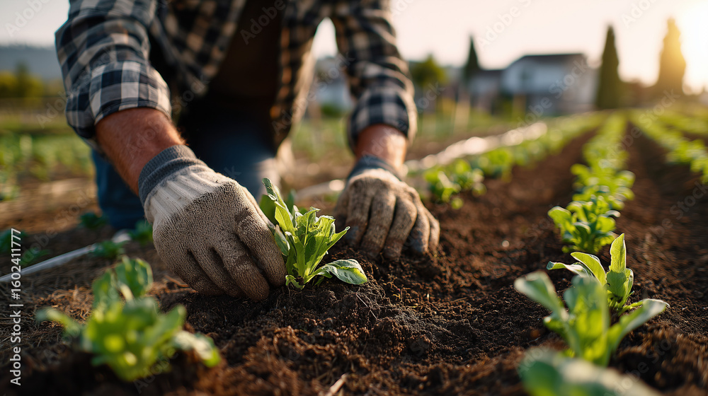Fototapeta premium planting a plant