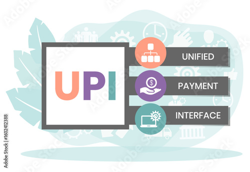 upi unified payment interface. business concept. Vector infographic illustration for presentations, sites, reports, banners