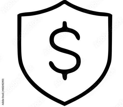Shield icon containing a dollar sign, representing financial security and protection.
