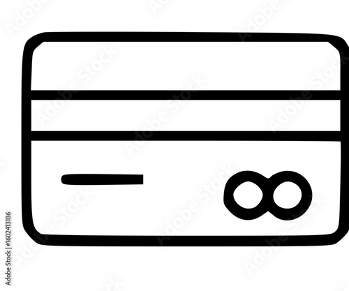 Simple black outline drawing of a credit card.