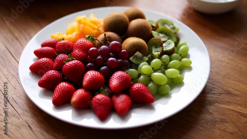 Assorted fruit platter on a white plate