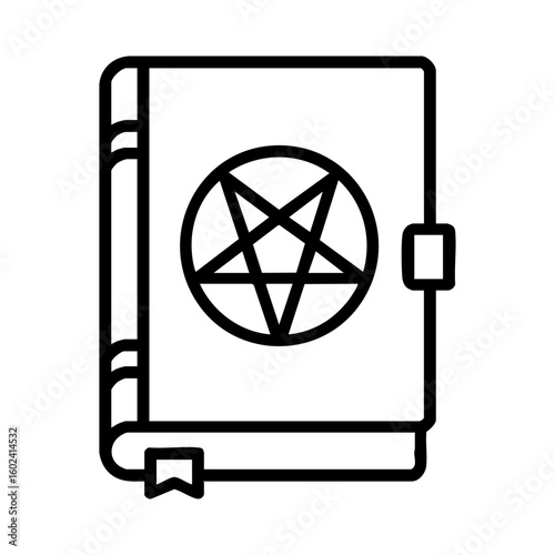 Witchcraft spellbook with pentagram symbol