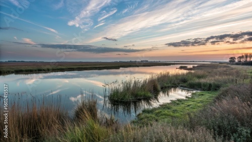 Tranquil River Landscape at Sunset
