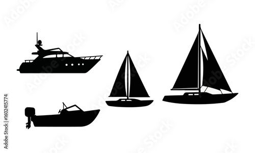 Collection of Various Boat Silhouettes