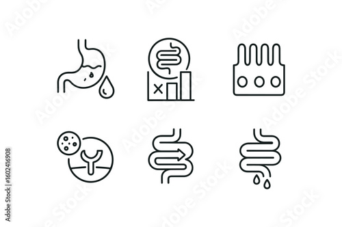 straight perfect stroke icon mono icons style isolated gastrointestinal infection stomach acid pH gradient gastrointestinal infection gut microbiota dysbiosis inde gastrointestinal