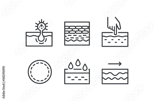 straight perfect stroke icon mono icons style isolated skin infection dermatophyte hyphal invasion zone skin infection skin barrier lipid lamellae skin infection pritus nerve ending