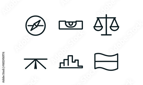 straight perfect stroke icon mono icons style isolated Horizon compass guide Horizon sight level Horizon scale Horizon vanishing Horizon sky Horizon panoic map