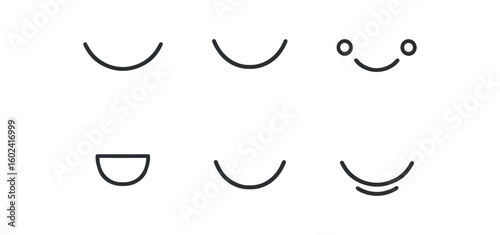straight perfect stroke icon mono icons style isolated Smile crescent Smile dimple Smile rosy Smile happy grin Smile mouth curve Smile grin shadow