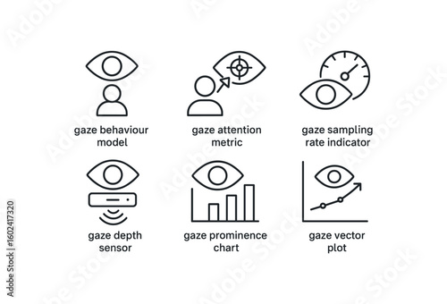 straight perfect stroke icon mono icons style isolated gaze behaviour model gaze attention metric gaze sampling rate indicator gaze depth sensor gaze prominence chart gaze vector plot