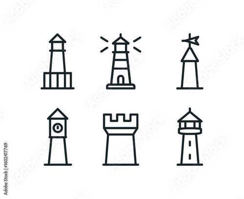 straight perfect stroke icon mono icons style isolated foundation pile beacon wind vane battlement observation deck