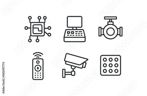 straight perfect stroke icon mono icons style isolated control logic circuit board control command center console control flow regulation valve control remote transmitter handset control