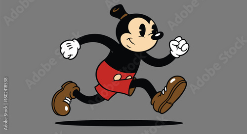 Retro Cartoon Character Running in Classic Style