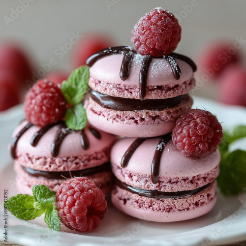 Macaroon cookies with raspberry