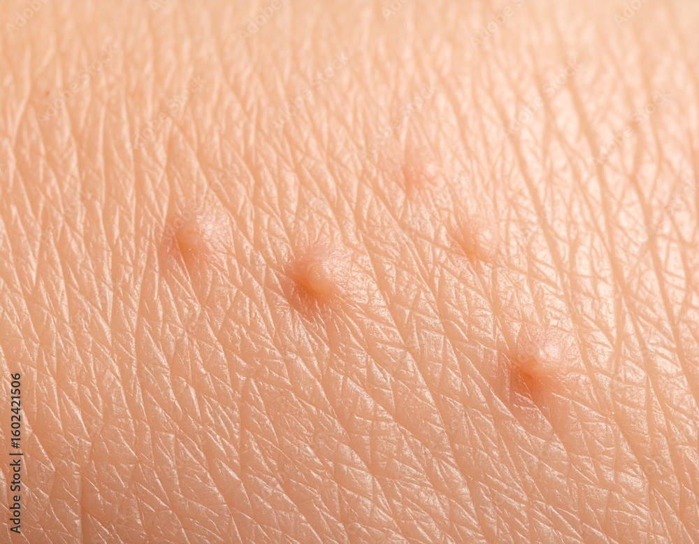 Fototapeta premium Close-Up of Human Skin with Warts: A Detailed Macro View of Skin Texture and Imperfections