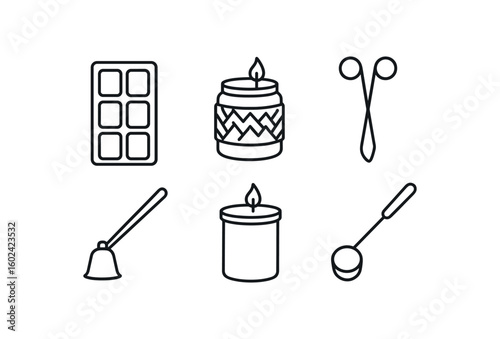 straight perfect out stroke icon mono icons style isolated candle wa melt pack candle jar cozy cover candle wick trimmer candle snuffer tool candle lid stopper candle dipper spoon