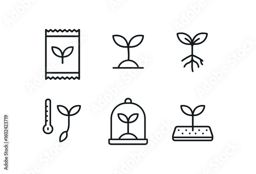 straight perfect out stroke icon mono icons style isolated sprout seedling package sprout cotyledon blade sprout radicle ais sprout growth gauge sprout humidity chamber sprout nutrient gel
