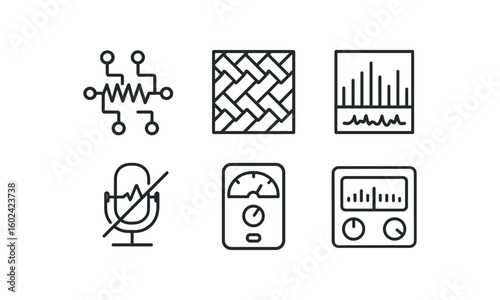 straight perfect out stroke icon mono icons style isolated noise filter circuit noise suppression foam panel noise spectm analyzer noise cancellation microphone noise floor meter noise gate