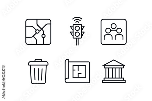 straight perfect out stroke icon mono icons style isolated city subway map city traffic sensor city population heatmap city waste collection unit city planning print city landmark icon